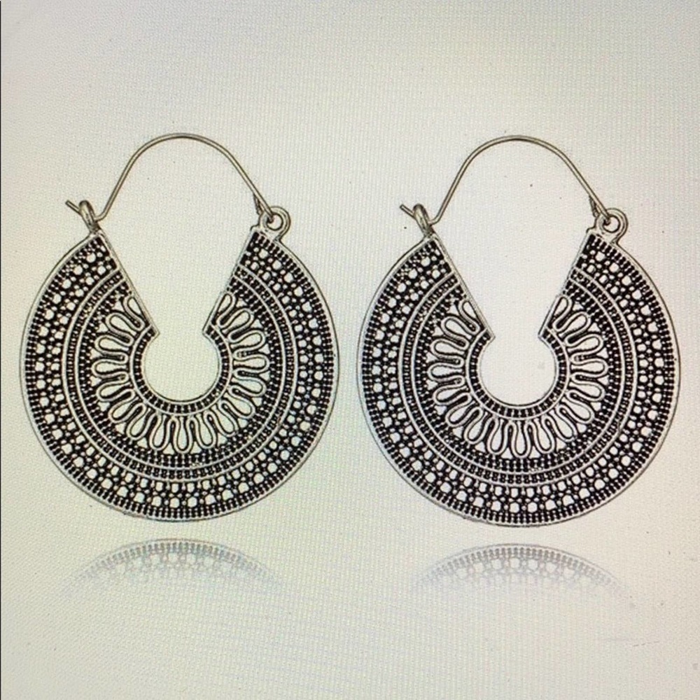 Silver Boho Geometric Fashion Earrings